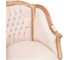 BISCOTTINI Fauteuil - Oorfauteuil - Massief Beukenhout Fauteuil in Lodewijk XVI-stijl - Natuurlijk Met Wit Antieke Patina - 80x82x94cm - Relaxfauteuil