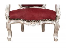 BISCOTTINI Fauteuil Voor Kind - Stoel Voor Kind - Massief Beukenhout - Antiek Zilver Afwerking - Kind Relaxfauteuil voor Kinderkamer - 51x50x73 cm