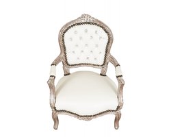 BISCOTTINI Fauteuil Voor Kind - Stoel Voor Kind - Massief Beukenhout - Antiek Zilver Afwerking - Relaxfauteuil Voor Luxe Kinderkamers - 51x50x73 cm