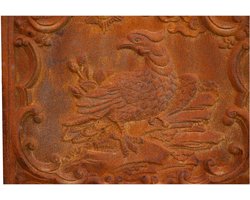 BISCOTTINI Haardplaat - Open Haard Plaat - Gietijzer - Roestkleurige Afwerking - Wandornament - 47X3X46 cm - Ideaal als decoratie voor uw haard