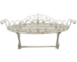 BISCOTTINI Inklapbare bistrotafel - Tuintafel voor Balkon & Horeca - Shabby Chic - Antiek Witte Afwerking - 72x72x65cm