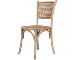 BISCOTTINI Keuken Stoelen - Eetkamerstoel - Massief Essenhout En Rotan - Eiken Afwerking - Bistrostoel voor keuken woonkamer, restaurants - 45x42x89cm