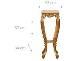 BISCOTTINI Klein Console Tafel FIRENZE - Houten Haltafel - Handgemaakte Sidetable - Antieke Bladgoud Afwerking -37x34x87cm- Bloemenstandaard voor Hal