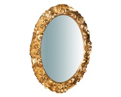 BISCOTTINI Ovaal Spiegel SPROOKJE - Wandspiegel met Afwerking Antiek Bladgoud - Hout- Handgemaakt Hangspiegel Made in Italy -25x31- Goud Wanddecoratie