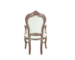 BISCOTTINI Relaxstoel - Fauteuil In Shabby Chic Stijl - Massief Beukenhout - Wit, Antiek Zilver Afwerking - Eetkamerstoel met Armleuning - 60x60x107cm