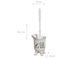 BISCOTTINI Toiletborstel met Houder LE BAIN PARIS - Wc Borstel - Solide porselein - Wit - 12x10x16 cm - Toilet Borstel Houder voor Badkamers