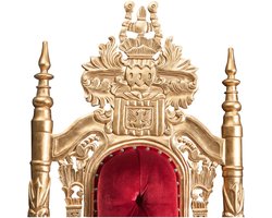 BISCOTTINI Troon Grote Fauteuil-Massief Mahoniehout-Goud, Rood Fluweel-88x70x180-Schilderachtige Stoel voor bars, nachtclubs, streaming Twitch,YouTube