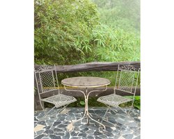 BISCOTTINI Tuinstoel ART NOVEAU - Bistro Stoel - Smeedijzer - Antiek Witte Afwerking- Inklapbare Stoel Voor Buiten-41X49X96 cm-voor Balkon,Terras,Tuin