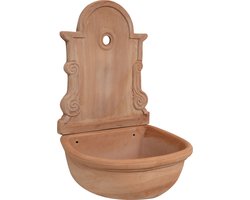 BISCOTTINI Wandfontein - Rustieke Design Tuin Fontein - Fontein van Terracotta Toscana- 43x37x65 cm - Wanddecoratie voor Buiten Made in Italy