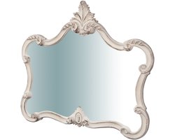 BISCOTTINI Wandspiegel EUPHONIA - Asymmetrische Hangspiegel Made in Italy met Afwerking Antiek Wit - Hout - 82x71 cm - Organische Spiegel voor Industriële, Landelijke, Botanische stijl