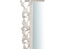 BISCOTTINI Wandspiegel FLORALIA - Hangspiegel Made in Italy met Afwerking Antiek Wit - Houten Spiegel 45x61 cm - Perfect voor industriële, botanische stijl