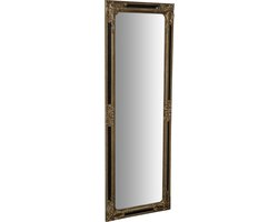 BISCOTTINI Wandspiegel - Grote Staande Spiegel - Massief Hout - Zilver En Zwart Antieke Afwerking - Lange Spiegel Slaapkamer en Woonkamer - 50x4x140cm