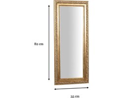 BISCOTTINI Wandspiegel - Hangende Spiegel - Massief hout - Antiek Goud Afwerking- Rechthoekige Lange Spiegel Entree Hal, Woonkamer,Slaapkamer -35x82cm