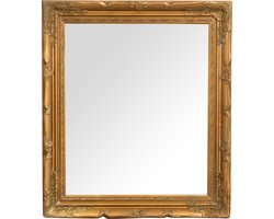 BISCOTTINI Wandspiegel - Hangende Spiegel - Massief Houten Frame - Antiek Goud Afwerking - 64x74 cm - Spiegel Toilet, Hal, Woonkamer,Slaapkamer