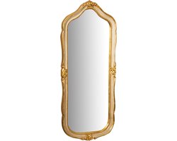 BISCOTTINI Wandspiegel LUXURA - Asymmetrische Passpiegel Made in Italy met Antieke Goud en Ivoor Afwerking - Hout - 33x79 cm - Organische Spiegel voor Industriële, Landelijke, Botanische stijl