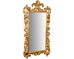 BISCOTTINI Wandspiegel of Staande Spiegel GRANDIOSA - Lange Spiegel van Hout, Afwerking Antiek Bladgoud -100x203cm- Decoratieve Spiegel Made in Italy