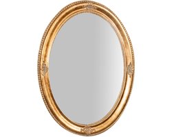 BISCOTTINI Wandspiegel Ovaal - Hangende Spiegel - Massief Hout - Antiek Goud Afwerking - Spiegel Toilet - 64x84x4 cm - Voor Hal, Woonkamer, Slaapkamer