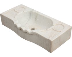 BISCOTTINI Wastafel - Natuurlijke Marmeren Wasbak - Massief Wit Marmer - Wastafels - 60x30x14 cm - Voor Badkamers, Keukens