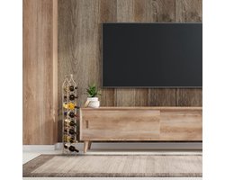 BISCOTTINI Wijnrek - Flessenrek - Staande Flessenhouder voor 8 Flessen - Handgemaakt smeedijzer - Antiek Wit - 15x16x105 cm - Wijnaccessoires