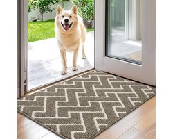 Biscpro Binnendeurmat, Waterdichte Deurmat, Vuilvangermat, Antislip Binnendeurmat (Beige, 50 x 80 cm)