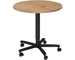 BISTRO 80R D - Systeem conferentietafel Zwart Ø 80 Knoestige Eiken