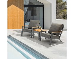 Bistro Balkon-set Capitol Lounge 2-stoelen & tafel Tuinset Antraciet/Hout - 19020