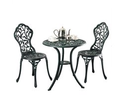 Bistro set - 2 persoons - tafel en 2 stoelen - gegoten alumium