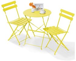 Bistro Set - Balkon Meubels - Buiten Zitten - Inklapbaar Ontwerp - 60x60x72cm - Geel