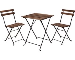Bistro set - Tuintafel en stoelen - Zwart - Metaal - Hout
