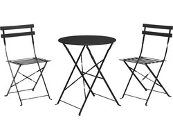 Bistro set zwart 3 stuks - terras meubel - tuin meubel - 2 stoelen 1 tafel - opklapbaar