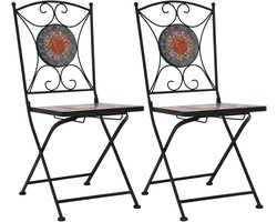 Bistro Stoelen - Opvouwbare Stoelen - Buiten Zitten - Mozaïek Design - 106 x 44 cm - Oranje Grijs