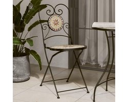 Bistro Stoelen - Tuinstoelen Terrasstoelen - Buiten Zitten - Mozaïek Design - 2 Stuks - Terracotta Oranje
