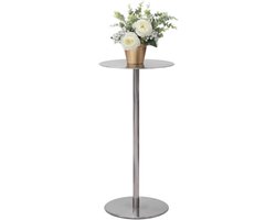 Bistro Tafel Rond - Barkruk Tafel Pub Tafel - Gezellig Samenzijn - Verchroomd Stalen Frame - 60x105 cm - Zilver
