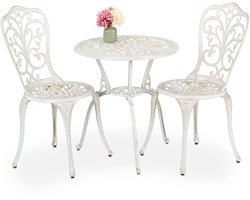 bistroset 2 persoons - bistrotafel en 2 stoelen - met parasolgat - metaal