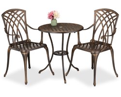 bistroset 2 persoons - bistrotafel Ø 60 cm en 2 stoelen - met parasolgat