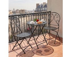 Bistroset 3-delig 60 x 60 x 70 cm – Opvouwbare Balkonset met Mozaïek Tafel en 2 Stoelen – Vintage Tuinset Weerbestendig Metaal voor Balkon & Terras – Urbanhome