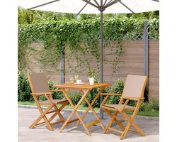 Bistroset 3-delig - Balkonmeubilair set - Genieten van buiten - Massief acaciahout - 70x70x75 cm - Taupe