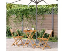 Bistroset 3-delig - Kleine tafelset - Genieten in de tuin - Massief acaciahout - 60 x 75 cm - Taupe