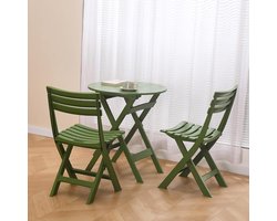 Bistroset 3-delig Opvouwbaar – Balkonset met 2 Stoelen en Tafel Weerbestendig Kunststof – Compacte Tuinset voor Balkon, Tuin en Terras Groen – Urbanhome