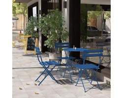 Bistroset 3-delig Opvouwbaar – Balkonset met Tafel en 2 Stoelen Weerbestendig Metaal – Compacte Tuinset voor Balkon & Terras blauw– Urbanhome