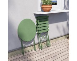 Bistroset 3-delig Opvouwbaar – Balkonset met Tafel en 2 Stoelen Weerbestendig Metaal – Compacte Tuinset voor Balkon & Terras Greon – Urbanhome