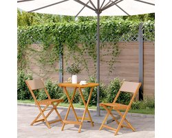 Bistroset 3-delig - Tafel en stoelen - Buiten genieten - Massief acaciahout - 70 x 75 cm - Taupe