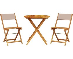 Bistroset 3-delig - Tuinmeubelset - Buiten Zitten - Inklapbaar Ontwerp - 41x52.5x80 cm - Taupe