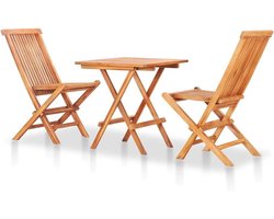 Bistroset 3-delig - Tuinset inklapbaar - Buiten Zitten - Massief teakhout - 60 x 60 cm - Taupe