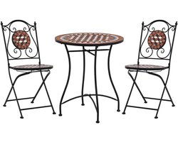 Bistroset 3-delig - Tuinset Mozaïek - Buiten Zitten - Terracotta Keramiek - 1 tafel 2 stoelen - Multicolor