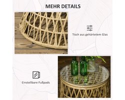 Bistroset 3-delig voor Balkon en Tuin, Geel + Lichtbruin, Inclusief 2 Draaistoelen en Salontafel, 70L x 85B x 82H cm – Compacte Tuinmeubelset voor Terras, Veranda of Zwembad | Laura