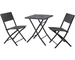 Bistroset 3-delig voor Balkon en Tuin - Ruimtebesparende Inklapbare Tuinmeubelen Zwart