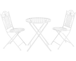 Bistroset Biella metaal tuintafel met 2 tuinstoelen wit