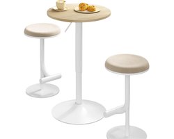 Bistroset - Bistroset 2 Persoons - Bistrotafel - In Hoogte Verstelbaar - 360° Draaibaar - Ruimtebesparend - Voet met Antikrasring