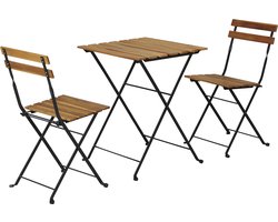 Bistroset Bovino 3-delig tuintafel met 2 tuinstoelen zwart en naturel casa.pro